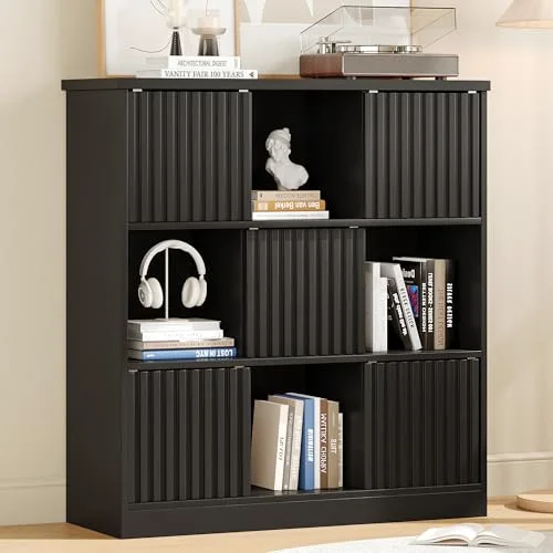 9 Cube Bookshelf with Sliding Doors