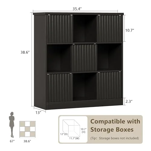 9 Cube Bookshelf with Sliding Doors view 2