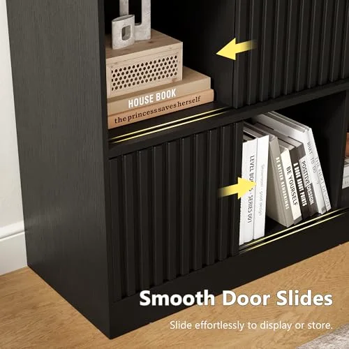 9 Cube Bookshelf with Sliding Doors view 3