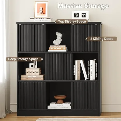 9 Cube Bookshelf with Sliding Doors view 4