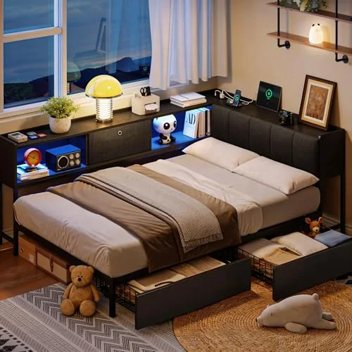 Twin Corner Bed Frame with 2 Storage Drawers view 6