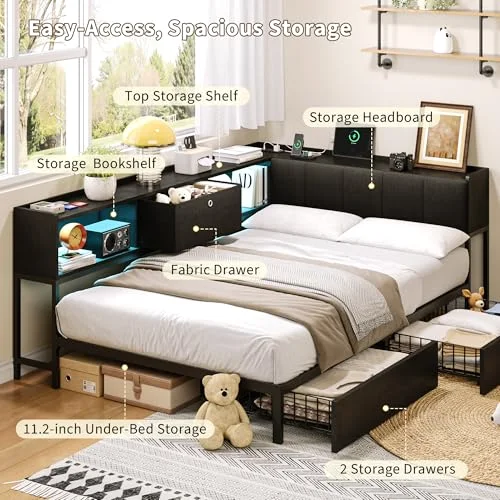 Twin Corner Bed Frame with 2 Storage Drawers view 8