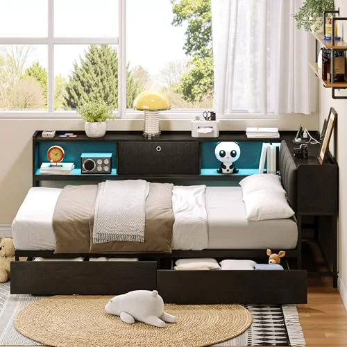 Twin Corner Bed Frame with 2 Storage Drawers view 10