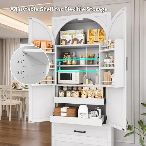 71" Tall Kitchen Pantry Storage Cabinet w/Door and Adjustable Shelf & Large Drawers view 5