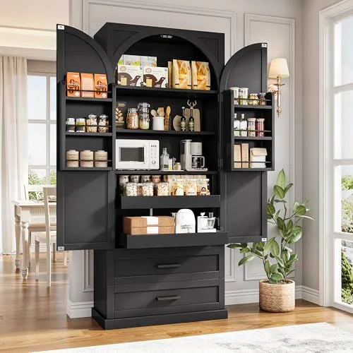 71" Tall Kitchen Pantry Storage Cabinet w/Door and Adjustable Shelf & Large Drawers view 6