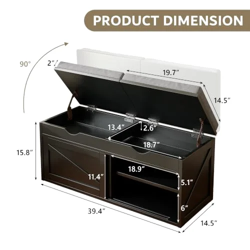 Shoe Storage Bench view 7