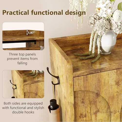 Farmhouse Shoe Cabinet with 2 Flip Drawers view 4