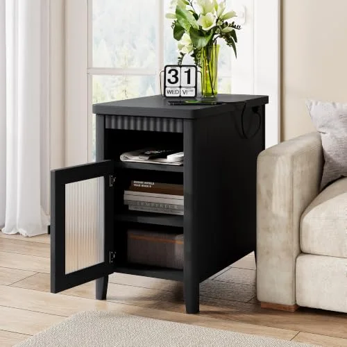 Narrow End Tables Set of 2 with Charging for Living Room view 3
