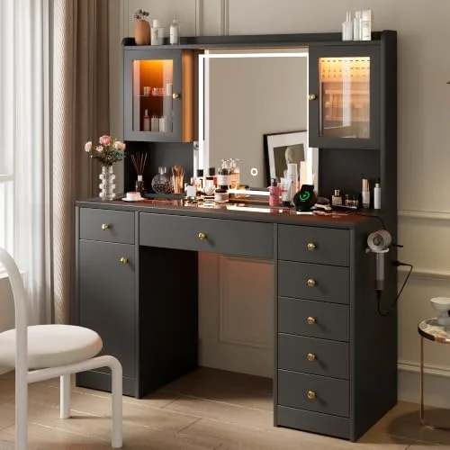 Vanity Desk with Mirror and Lights view 6