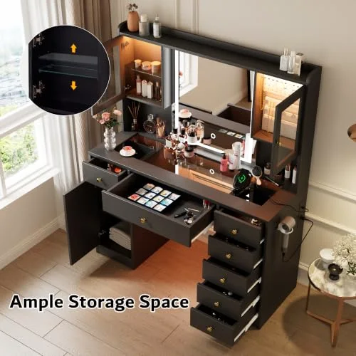 Vanity Desk with Mirror and Lights view 8