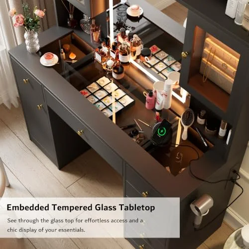 Vanity Desk with Mirror and Lights view 9