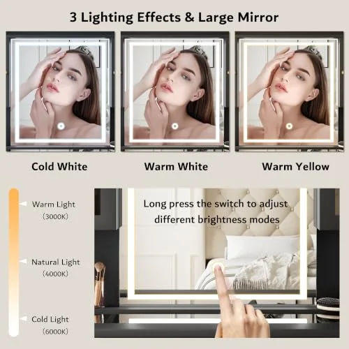 Vanity Desk with Mirror and Lights view 10